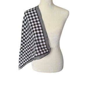Women's black and white checkered square scarf headscarf